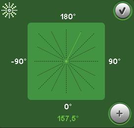 Nähfolge 3.3 5 Stellen Sie die Ausrichtung auf 157.5 ein, indem Sie an der grünen Linie ziehen oder die korrekte Position anklicken.