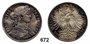 52 Deutsche Münzen und Medaillen Frankfurt am Main 669 Vereinstaler 1860. AKS 8. Jg. 41. Dav. 649.