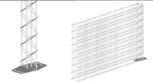 Erweiterungselement: 1 Wandsäulen (23 cm breit) mit Mittelfußplatte 2 Gittermatten (Maschenweite 25/200 mm) Universalklemmen V2A, Abstandhalter V2A Erweiterungselement Elementhöhe Elementlänge