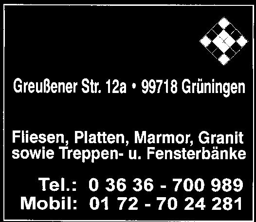 Unser Service Kostenlose Kleinanzeigen!! nur per Fax 03636/ 79122 Mail gaz@onlinehome.