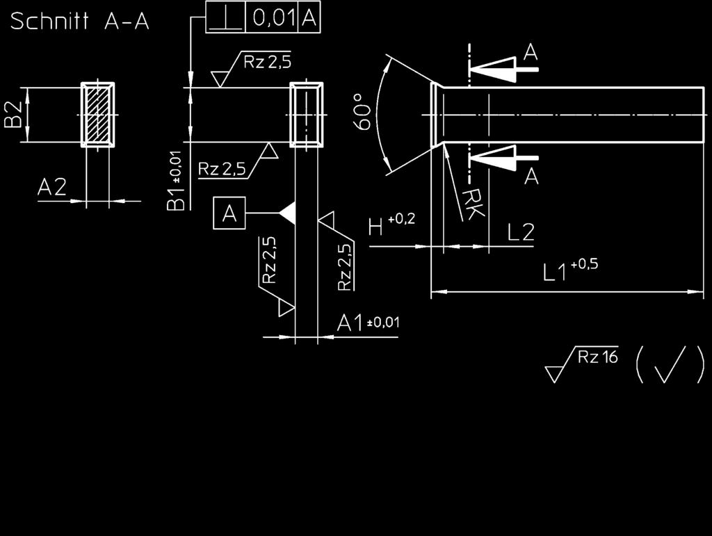Vierkant-Schneidstempel Form DA Square Punch Type DA STEMPEL / PUNCH Kurzbezeichnung: LV 42 DA Werkstoff: 1.
