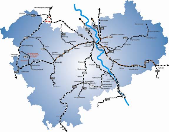 Köln-Rhein/Main (6) Ausbau von Köln-Bonntor zum Personenbahnhof (7) Ausbau Gleisverbindung Köln Hbf (8) Streckenelektrifizierungen (9)