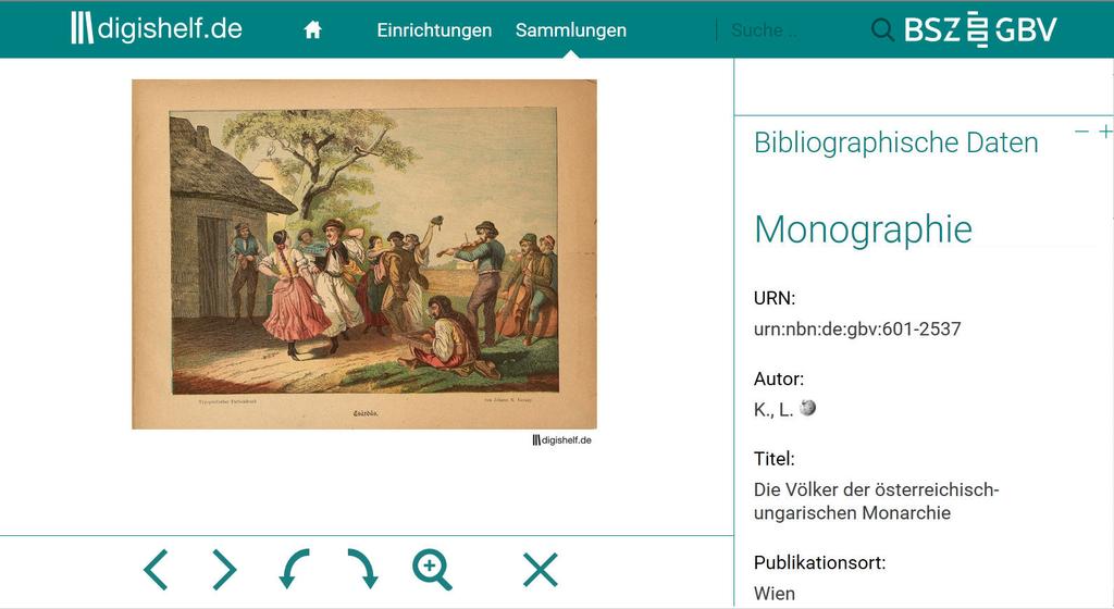 Die Präsentation der digitalen Sammlungen und ihrer Digitalisate erfolgt über das Portal Digishelf (http://www.digishelf.de) auf Basis des Intranda-Viewers.