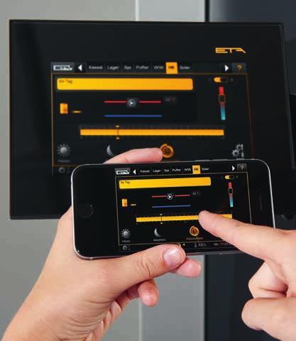 SERVICE Via Smartphone, PC oder Tablet können Sie den Kessel genauso bedienen wie auch direkt am Touchscreen.