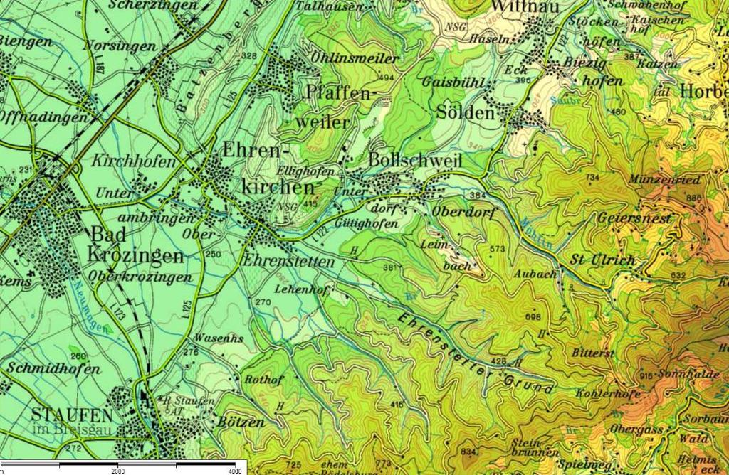 ten/st. Ulrich im Osten der Gemeinde oberhalb der Kohlerhöfe. Der Höhenunterschied beträgt damit ca.