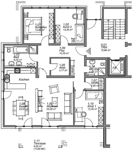 Wohnung 1 Wohnung im Erdgeschoß Wohnungsgröße: 124 m² zzgl.