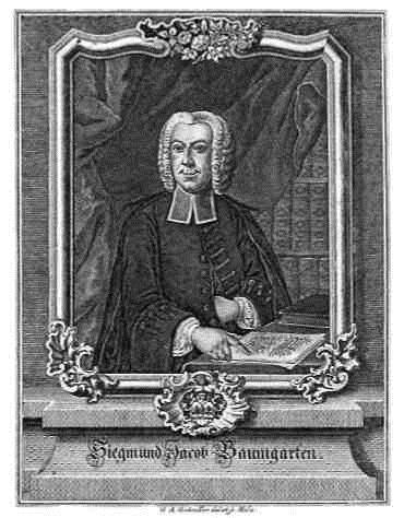 Zigmunds Jākobs Baumgartens, Halles universitātes teoloģijas profesors. Gotfrīda Augusta Grindlera (Gründler) vara gravīra. 1749. No: Gründler gründlich gewürdigt - Ausstellung in Halle.