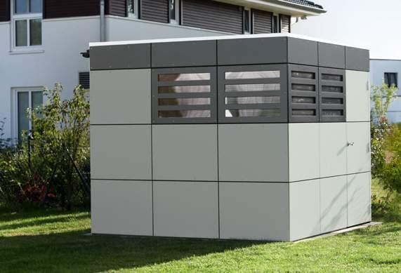 Sydney 3 Gartenhäuser CrossCube -Serie * langlebige, farbig endbehandelte 10-mm-Fassadenplatten in 4 versch.