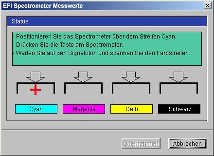 8 Überprüfen Sie die Einstellungen und klicken Sie auf Messen. Das Dialogfenster Information wird angezeigt. 9 Legen Sie das ES-1000 in der Basisstation ab.