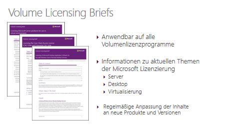 Neben den besprochenen Vertragsdokumenten stellt Microsoft mit den so genannten Volume Licensing Briefs eine weitere wichtige Ressource zur Volumenlizenzierung zur Verfügung.