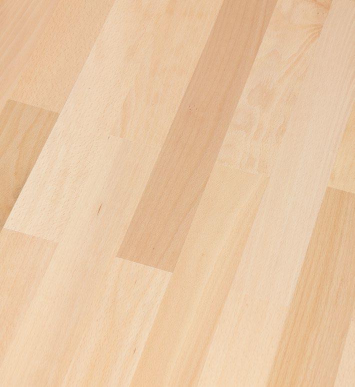 2-Schicht-Fertigparkett Wooden flooring 2-layer Buche Selekt Beech select Buche Selekt ist eine Holzart aus Europa, welche im Prinzip astrein und frei von Braunkern ist, natürliche Farbunterschiede