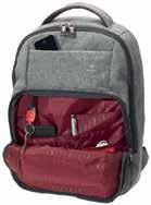 Die Tasche besitzt eine geräumige vertikale Fronttasche, ein Reißverschlussfach im Hauptfach und ein vertikales Laptopfach, passend für einen 38,1 cm/15 Zoll Laptop.