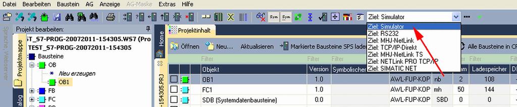 ð Die FC-Parameter werden automatisch angezeigt und die folgenden Parameter zugeordnet: 5. Speichern Sie den OB 1 mit bzw. mit [Strg]+[S] 9.3.