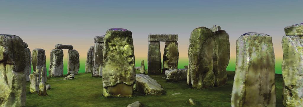 Ergebnisse Beispiel eines Mesh-Modells der Steinkreise von Stonehenge Die Punktwolken der Scans wurden in ein vermaschtes 3D-Polygon Modell umgewandelt und bearbeitet.
