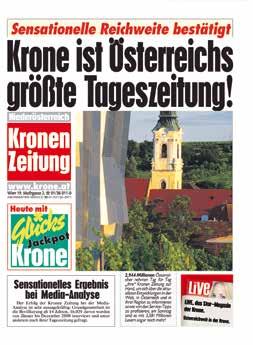 Top-Argumente für Ihre Werbung in der Niederösterreich Krone 1 Die Nr. 1 unter den Tageszeitungen Mit einer verkauften Auflage von 153.218 Exemplaren und 455.