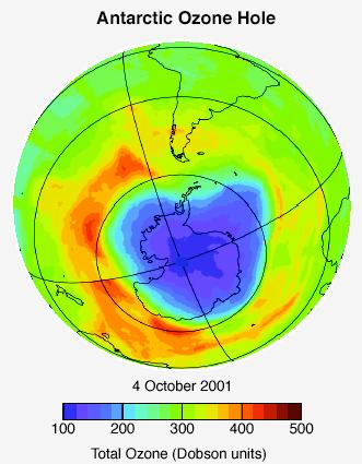 Das Ozonloch eine relativ scharf begrenzte Region