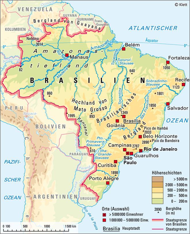 Karte aus: Haack Weltatlas, Physische Übersicht Südamerika (Hinweis: Nicht alle Spielorte sind in der Karte enthalten.