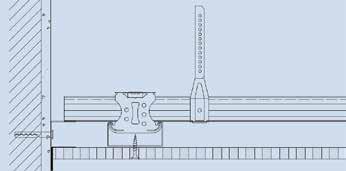System GSG4-Fuge Unterkonstruktion Wandanschluss angespachtelt: Beim angespachtelten Wandanschluss wird als Trennung der Akustikdesigndecke zum Wandbereich ein Streifen VliesAufDoppler eingesetzt.