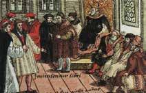 Luthers MUT Foto: T. Schleese Die Entscheidung Am Folgetag steht der unscheinbare Mönch erneut vor den prunkvoll gekleideten Mächtigen. Der Sprecher zwingt ihn zur Entscheidung. Was antwortet er?