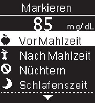 9 10 Blutzuckermessungen 2 oder oder Markieren erscheint auf dem Display.