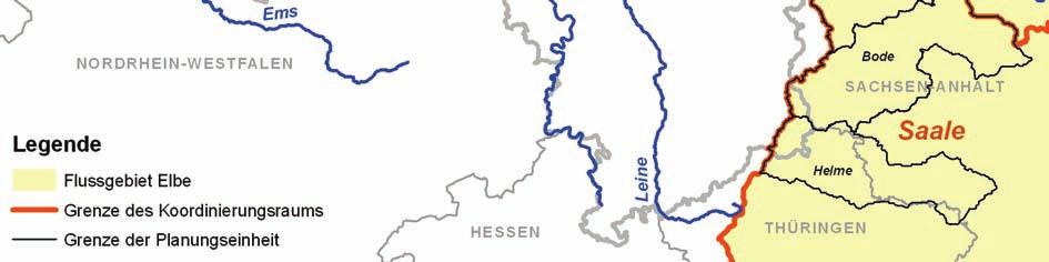 Abbildung 4: Koordinierungsräume und Planungseinheiten im niedersächsischen Teil der FGE Elbe Verschiedene Planungseinheiten sind grenzüberschreitend und liegen anteilig in Niedersachsen,