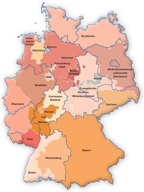 Abbildung 20: Übersicht über die 20 Gliedkirchen der Evangelischen Kirche in Deutschland (EKD).