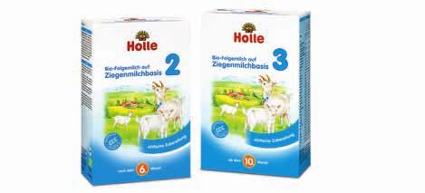 Nebst der Holle Bio-Säuglingsmilchnahrung, die aus wertvoller Demeter-Kuhmilch hergestellt wird, bietet Holle auch Säuglingsnahrungen auf Bio-Ziegenmilchbasis an.