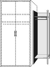 ABSCHLUSSREGAL COUCHTISCHE WANDSPIEGEL UBEHÖR Verblendmaterial Abschlussregal 2 Böden 1 Garderobenstange links oder rechts verwendbar Couchtisch Couchtisch Wandspiegel zusätzlicher Griff Schrankseite