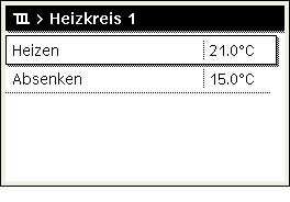 Wenn Art des Zeitprogramms auf Frei einstellbare Temperatur eingestellt ist, Auswahlknopf drücken, um das Menü Absenkschwelle zu öffnen.