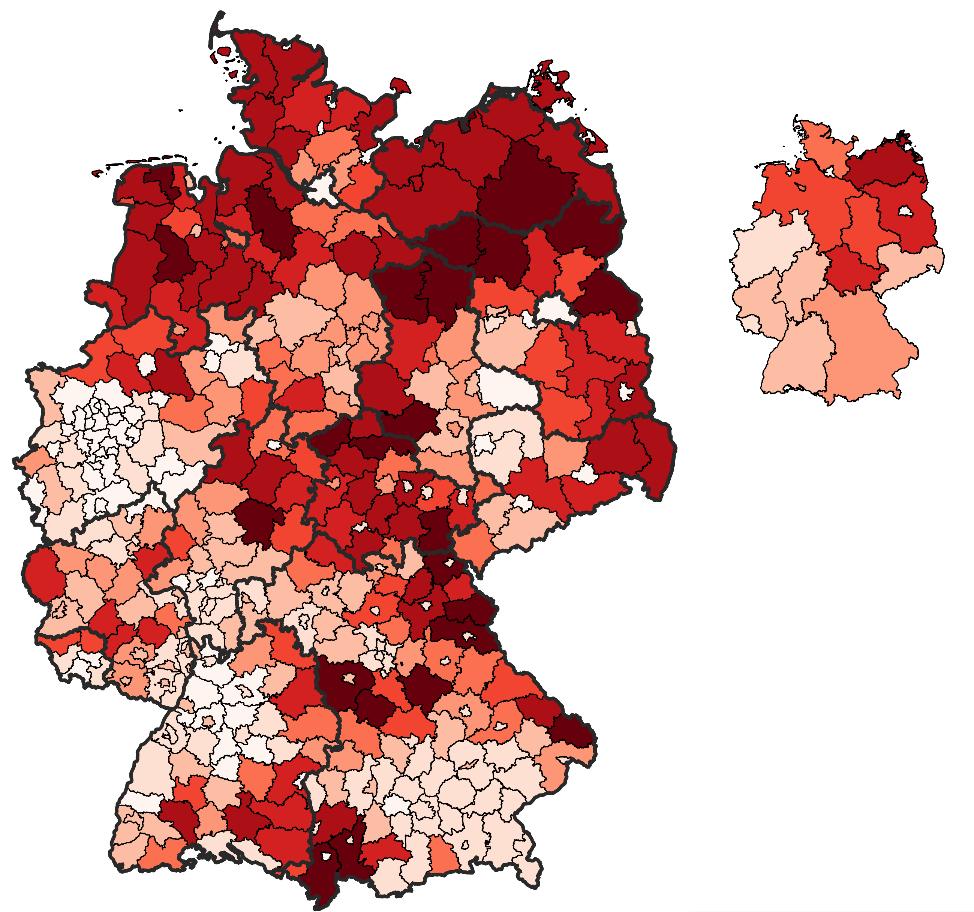 Die Kostensteigerung im Verteilungsnetz fällt regional stark unterschiedlich aus Verteilungsnetzkosten 2023 und durchschnittliche