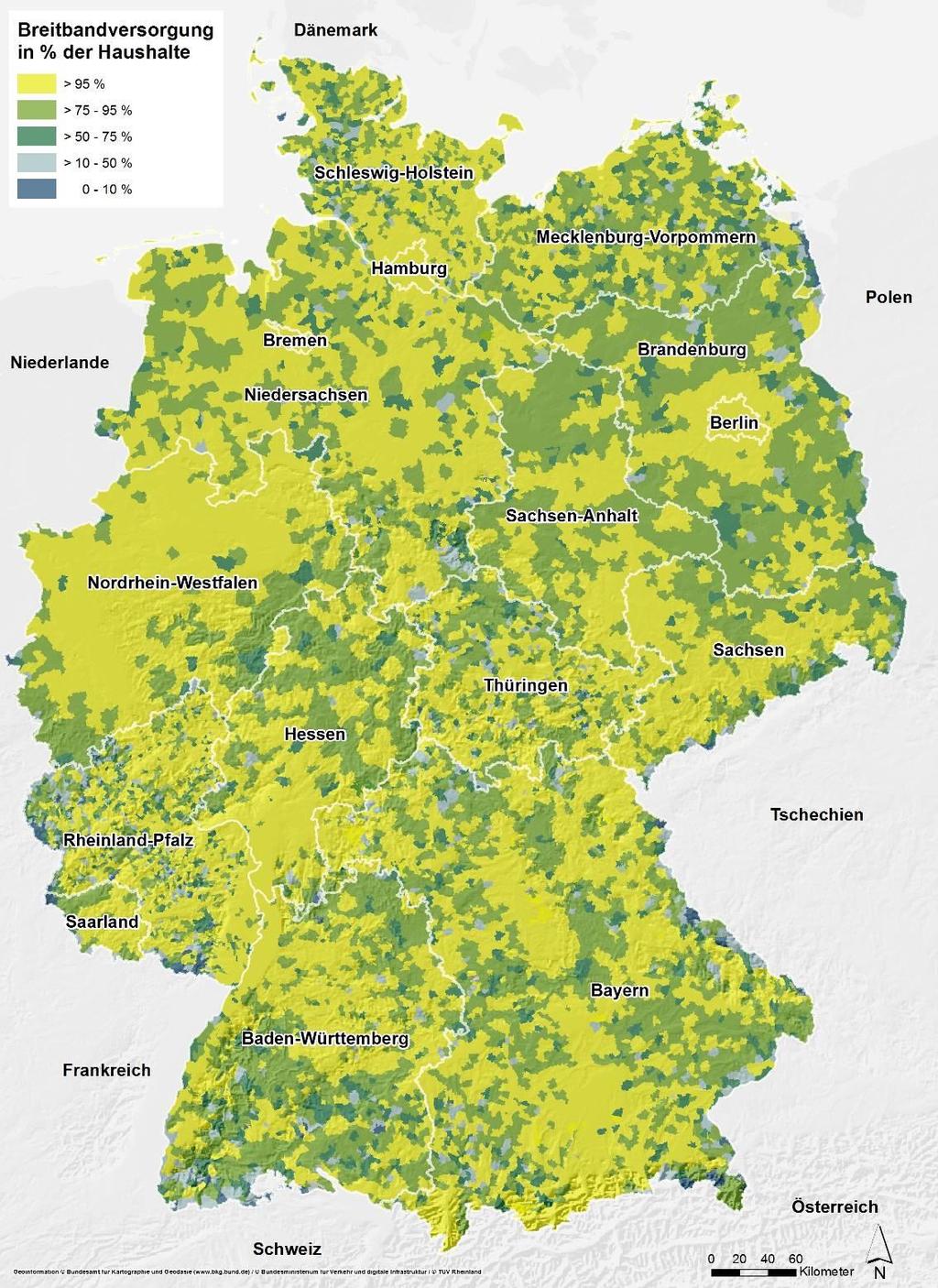 LTE-Verfügbarkeit in Deutschland LTE ist in Deutschland bereits für über 96 % der Haushalte verfügbar.