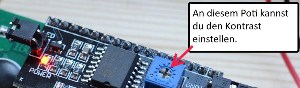 Wird der Arduino in einem Projekt ohne Computer betrieben, muss ein LC-Display eingesetzt werden, um Text oder Variablenwerte darzustellen.