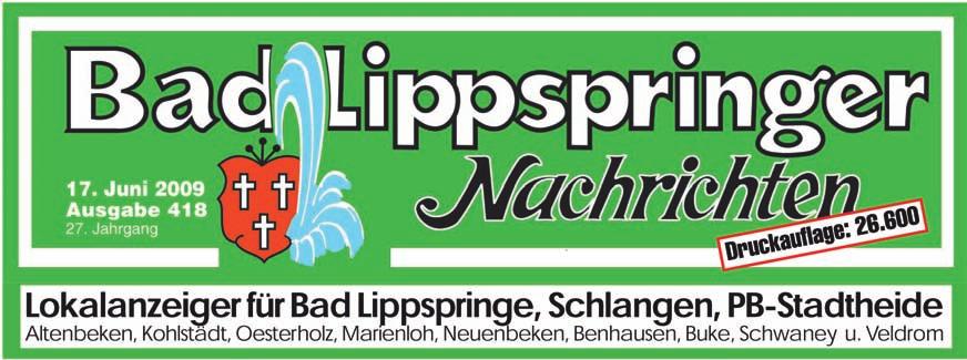 22. Juni Dez. 2010 2009 Ausgabe 442 430 28. 27. Jahrgang www.bad-lippspringer-nachrichten.