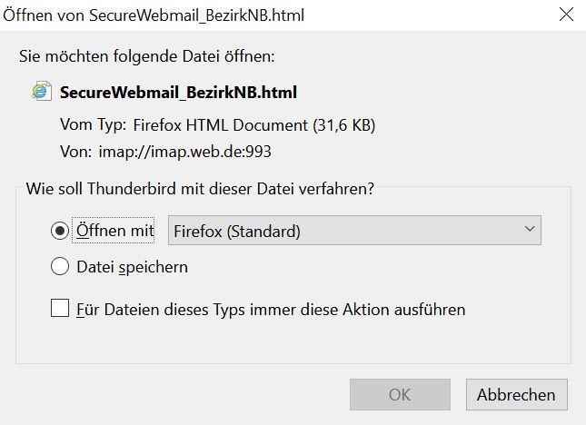 2. Öffnen der ersten Secure-Webmail Wenn Ihnen der Bezirk Niederbayern eine verschlüsselte E-Mail sendet, sollten Sie in Ihrem Postfach folgende Nachricht mit