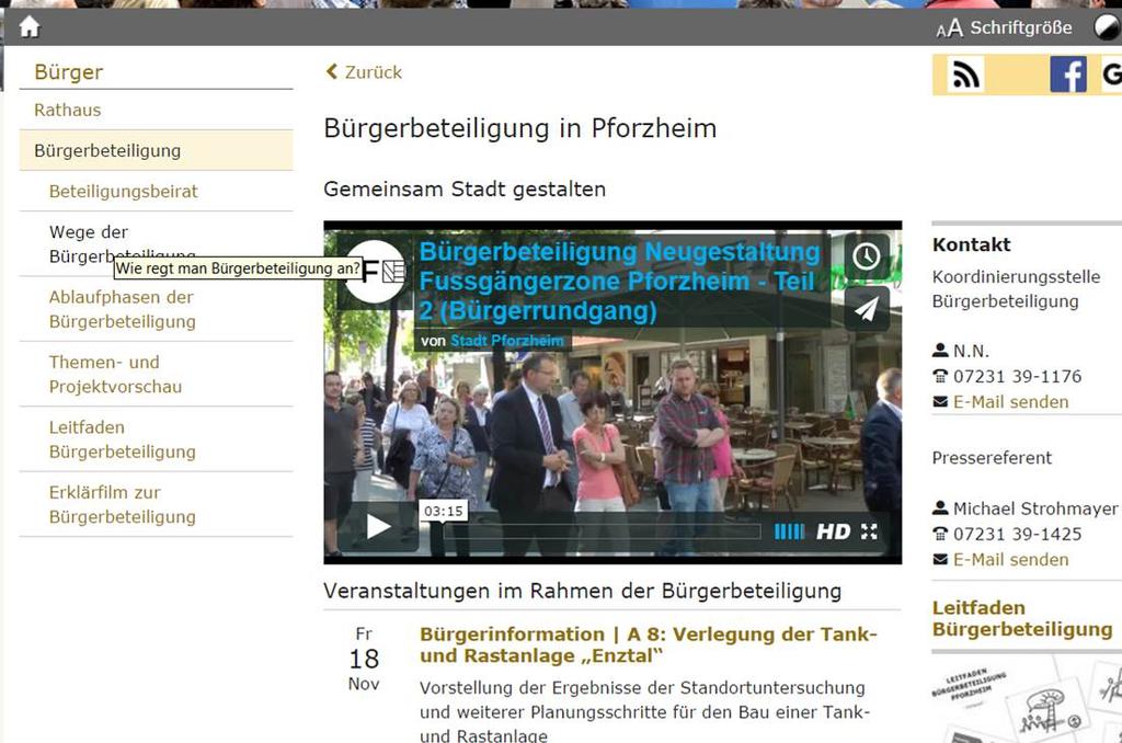 2016 Abbildung 2 Internetseite auf pforzheim.