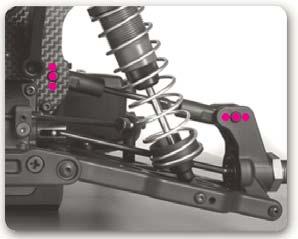 1.8.2 HINTERES ROLLZENTRUM In der Regel wird bei Off Road Fahrzeugen (wie beim XRAY XB808) das hintere Rollzentrum eingestellt, indem der innere Befestigungspunkt der hinteren oberen Camberlinks an