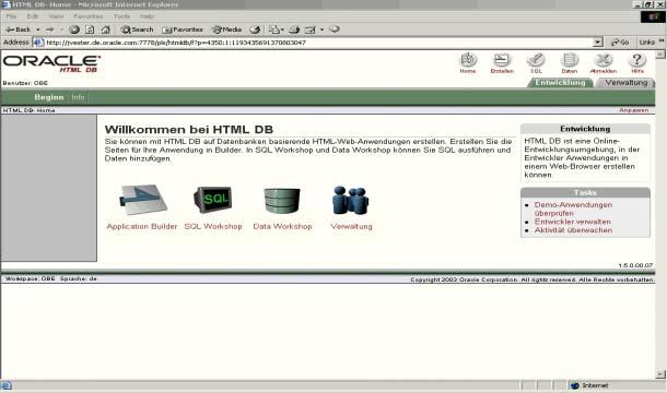 Features und Komponenten HTML DB besteht im wesentlichen aus vier Kernkomponenten.