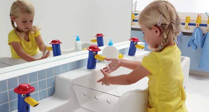 Kinderleicht Hände waschen und Wasser sparen.