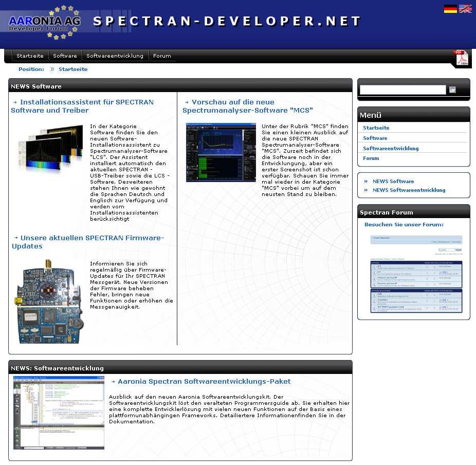 23.0 Developer-Net, User Forum und mehr! Bitte besuchen Sie unsere Support Website: http://spectran