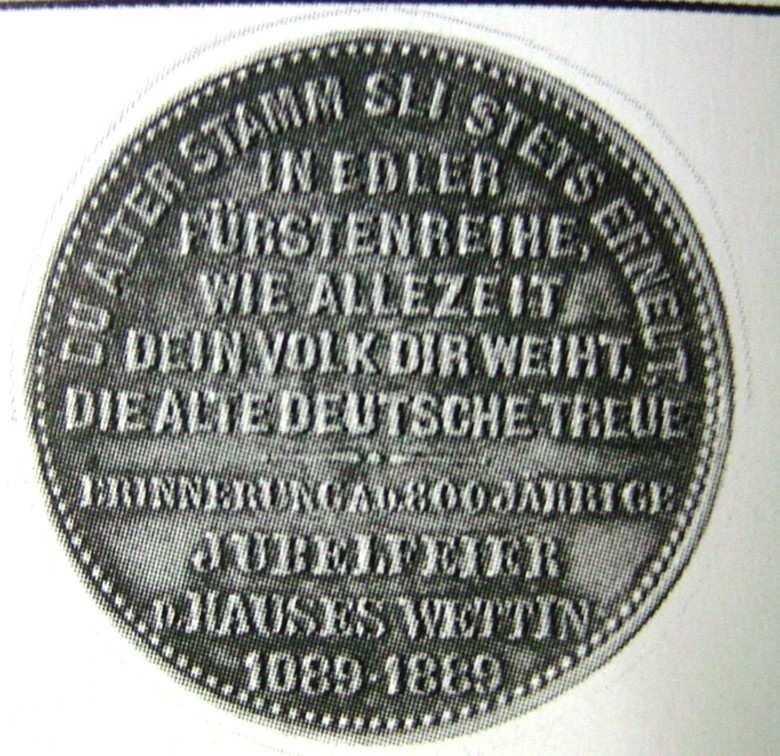 s. 1599, Nr. 55, Wettin alt 1889.94 30,- 1889.5.2.3 -- Medaille 1889 wie vor, aber in Messing, zweifarbig, 28 mm, 8,1 g, auch mit Öse und Ring BfM 1890 ff, s.s. 1599, Nr. 55, Wettin alt 1889.95 40,- 1889.