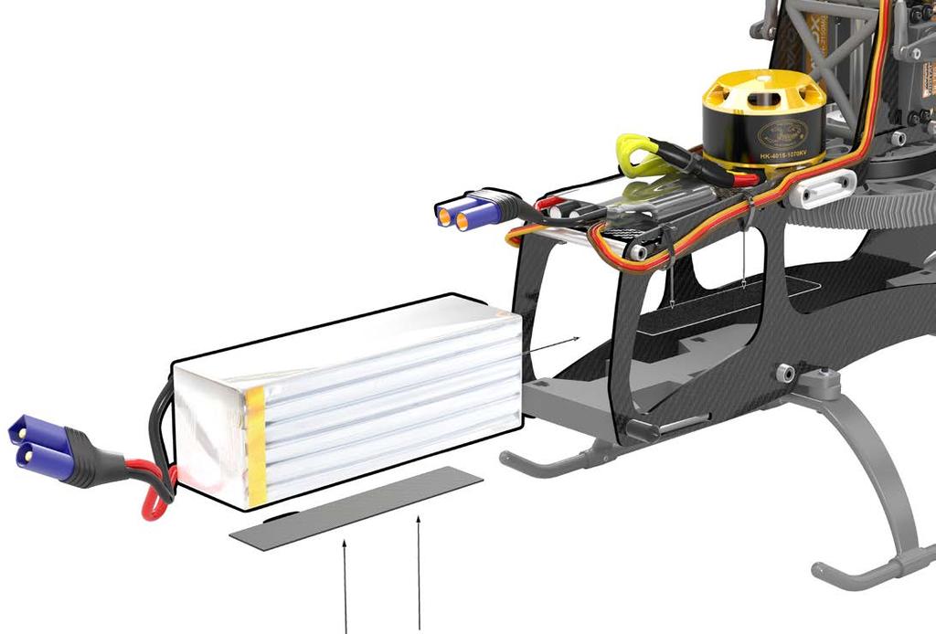 12 Verkabelung RC-Einbau Flugakku Um Störungen der Elektronik durch mögliche statische