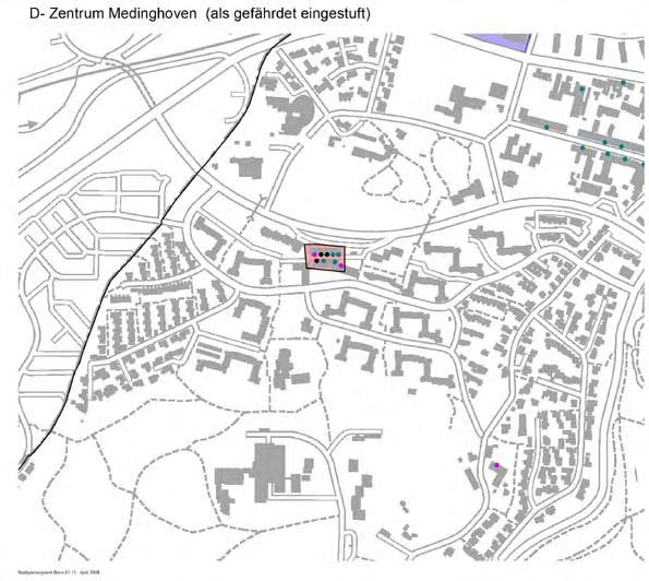 D-Zentrum Medinghoven Das kleine Nahversorgungszentrum in Medinghoven ist eine Ladenzeile am Hang zwischen Europa-Ring und Konrad-Adenauer-Damm.