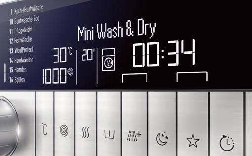 MINI WASH&DRY Das Programm bietet einen schnellen Wasch und Trocknergang für