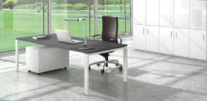 Ein Schreibtisch bildet das markante Zentrum einer ansprechenden und produktiven Büroeinrichtung, die sich optimal auf ihn abgestimmt je nach per - sön lichem Geschmack und