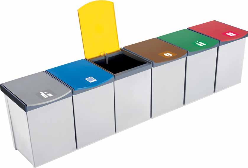 Wertstoff-Sammler waste collectors - Kennzeichnung durch Piktogrammaufkleber - Deckel in 6 Farben - Deckel schließt leise durch Dämpfer -