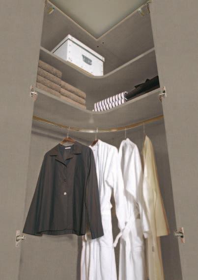 (5) Corner solutions allow you to make the best possible use of the room. (6) Spacious drawers of the wardrobes with cushioned self-closing mechanism.