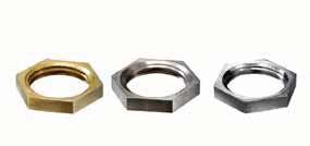 Locknuts, metric Gegenmuttern, metrisch Material: Brass Material: Messing Equipment: - Hexagonal locknut for fixing cable glands acc.