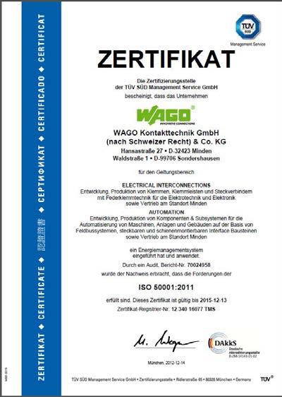 AUS DER PRAXIS Einführung eines Energiemanagementsystems bei WAGO Als eines der ersten Unternehmen überhaupt, wurde WAGO im Jahr 2012 zertifiziert!