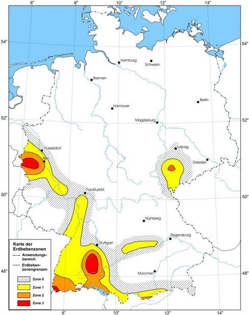 Erdbebenzonen in Deutschland Erdbebenzone EMS-Skala Entsprechende Magnitude