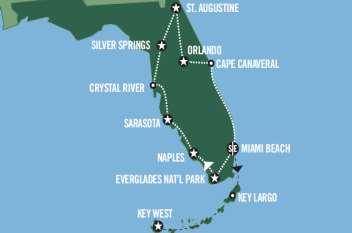 Augustine Orlando, zirka 180 km Fahrt zum berühmten Strand von Deytona Beach. Tipp: Standlaufen- Restaurants- Shopping Besuch. Weiterfahrt zur Übernachtung in Orlando. 10-11.